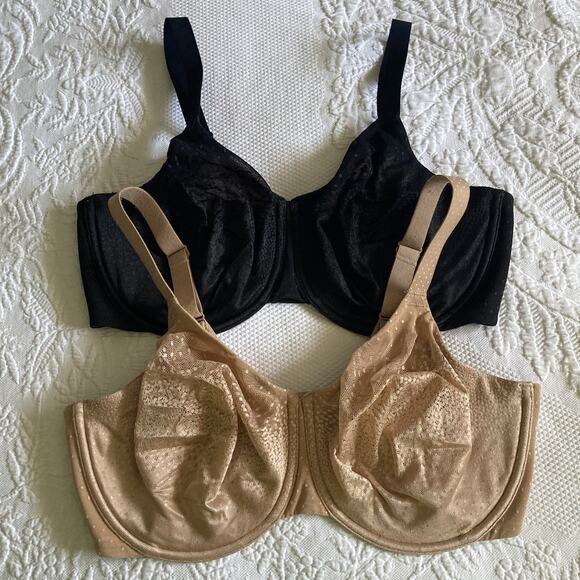 Wacoal Lot of 2 Bras 36G Bra 857303 Back Appeal Minimizer black & nude - Picture 1 of 15